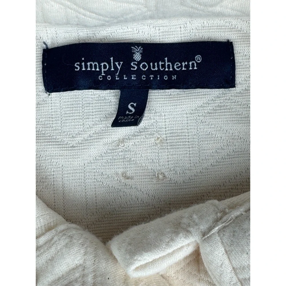Simply Southern Cream Geometric Quilted Snap Front Shacket Shirt Jacket Small